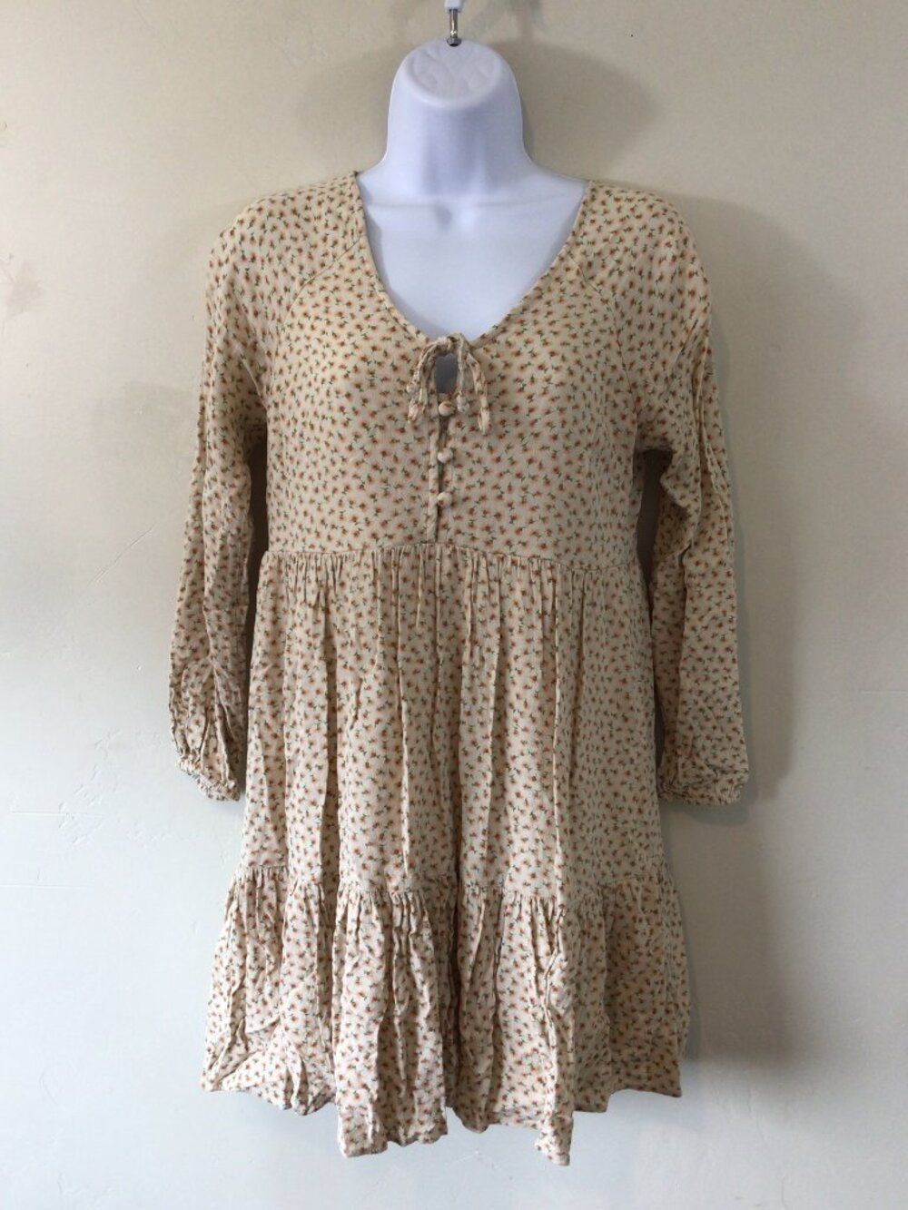 AE American Eagle Floral Print Long Sleeve 90s Style Babydoll Dress
